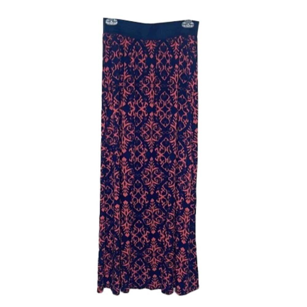 ❤️ JOE B Elegant Navy and Coral Patterned Skirt Size M